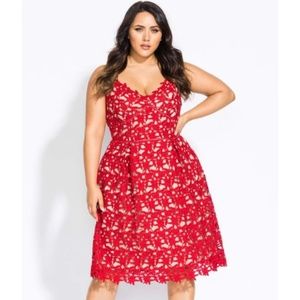 FANCY CROCHET FIT & FLARE DRESS